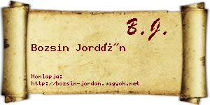 Bozsin Jordán névjegykártya